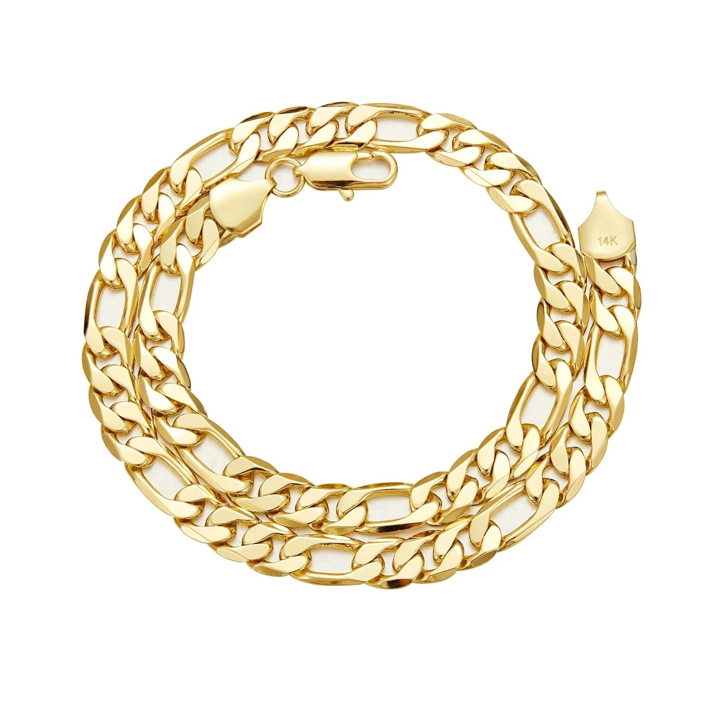 2.5-10mm Figaro Stainless Steel 14K Gold Plated Link Chain Necklace Fashion Women Men's Hip Hop Rock Jewelry