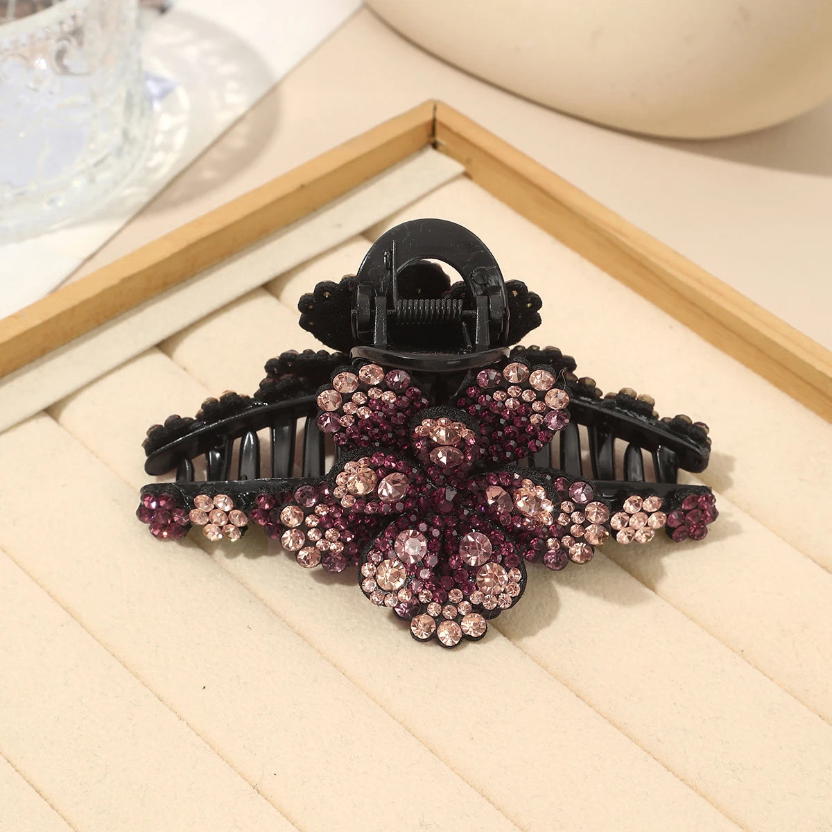 AWAYTR New Flower Hair Claws Clips Hairpins For Girls Women Fashion Rhinestone Hairgrip Barrettes