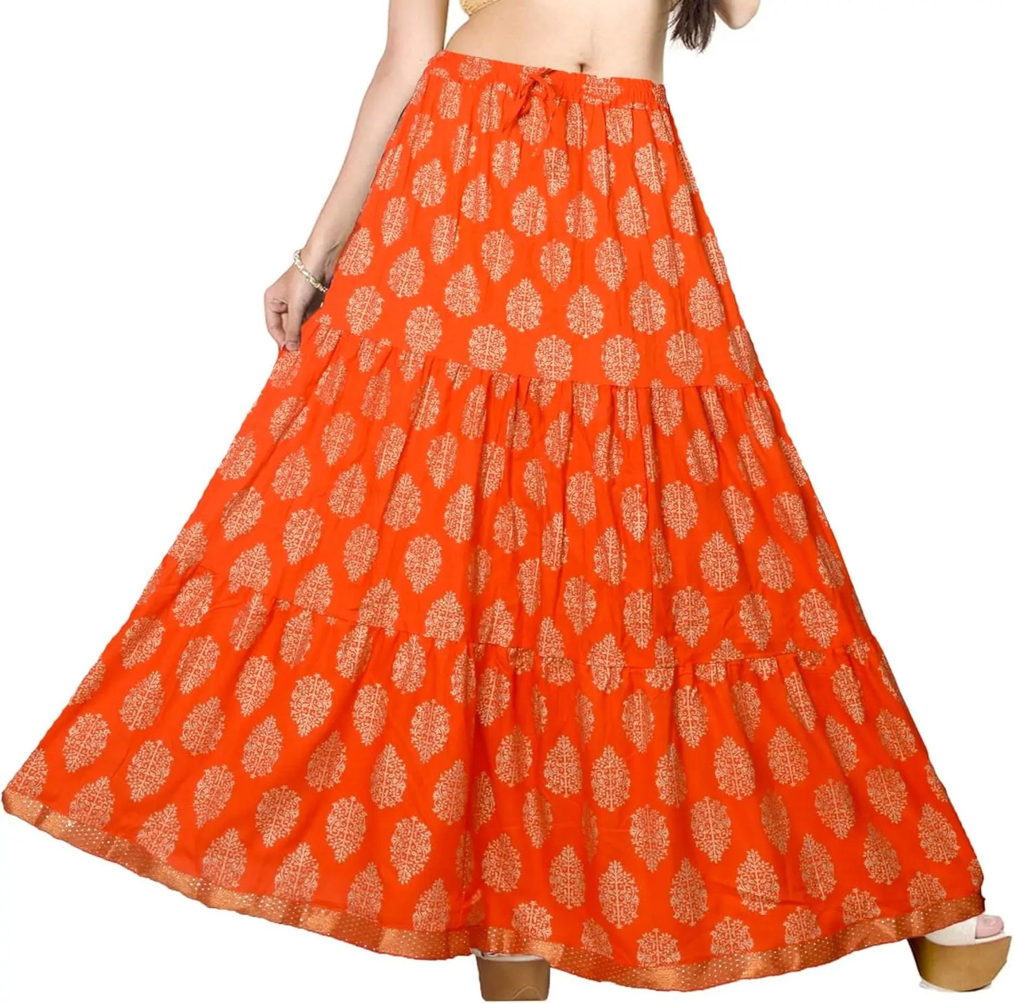 Flowy Long Skirt for Women A Line Casual Beach Party Holiday Maxi Skirts (S113-P)