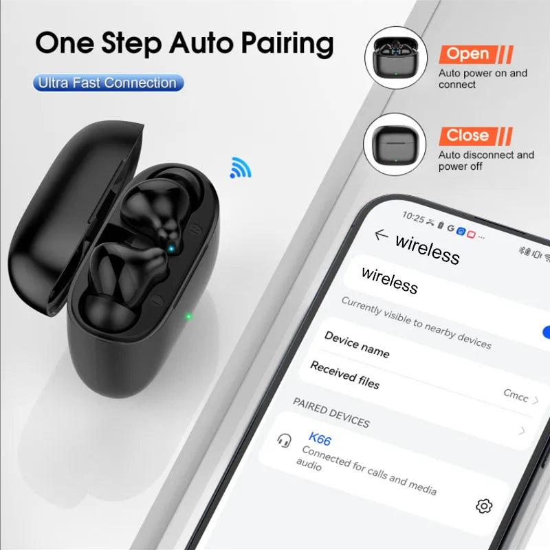 K66 Noise Cancelling Earbuds, 90% ANC Reduction, 14.2mm Hi-Res Sound, BT 5.3, IPX7 Waterproof, 48H Playtime