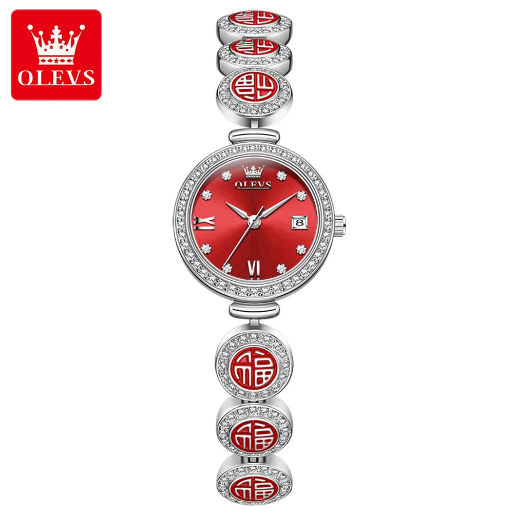 OLEVS 5630 Women's  Watch Luxury Brand Diamond Watch Date Waterproof Clock Quartz Watch Exclusive Blessing Bracelet