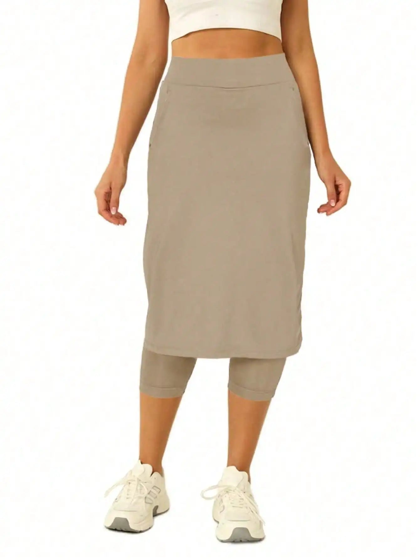 Women Tennis Skorts With Pockets Golf Workout Skirted Leggings Yoga Capri Pants Summer Activewear Running Fitness Skirts