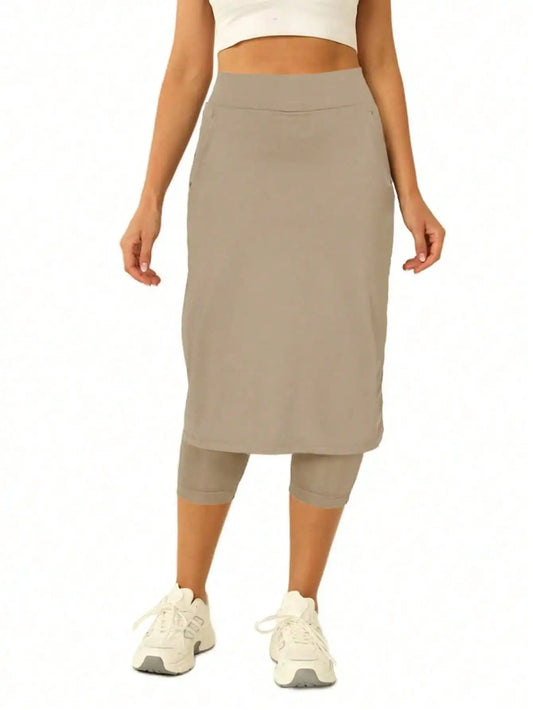 Women Tennis Skorts With Pockets Golf Workout Skirted Leggings Yoga Capri Pants Summer Activewear Running Fitness Skirts