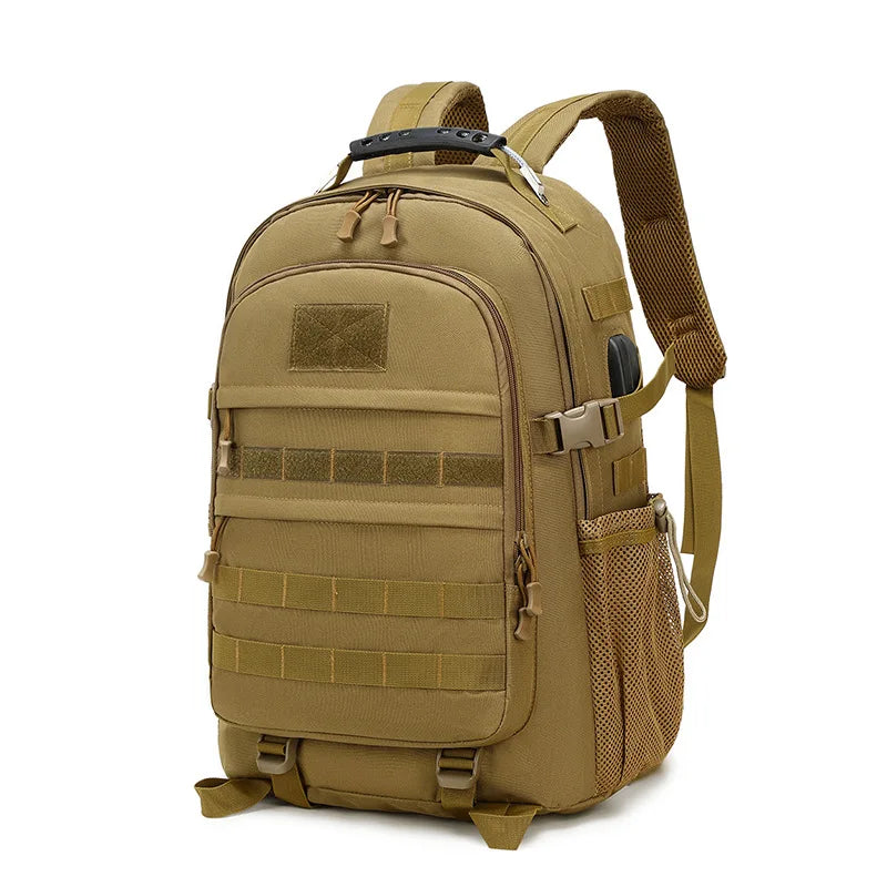 Nylon Tactical Unisex Sport Backpack Outdoor Travel Hiking Laptop Bag USB Charging Waterproof Large Capacity Backbag Men