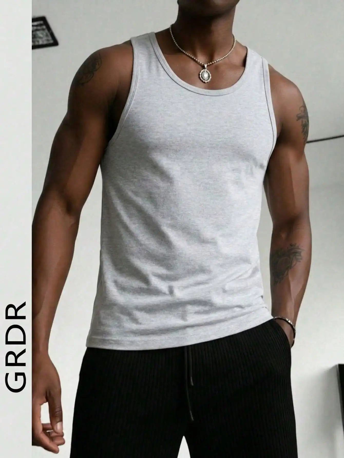 Men's Solid Color Tank Top Slim Fit U-Neck Sleeveless T-Shirt Basic Casual Vest For Men Gym Workout Summer Streetwear Tops