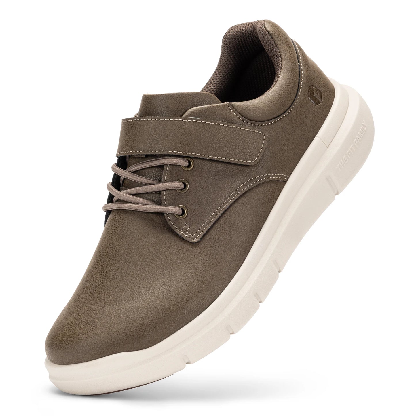 FitVille Men's Wide Width Leather Oxford Dress Shoes Hook And Loop Orthopedic Walking Sneakers For Swollen Feet Diabetic Bunion