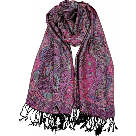 Reversible Paisley Pashmina Rave Scarf – Exotic Indian Shawls and Wraps for Evening Dresses, Festivals, All Seasons