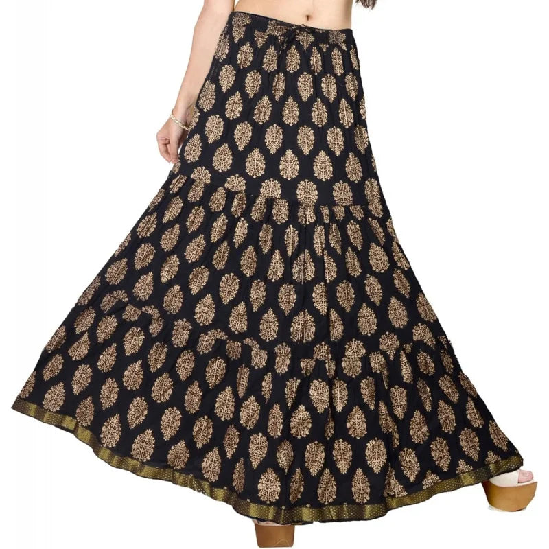 Flowy Long Skirt for Women A Line Casual Beach Party Holiday Maxi Skirts (S113-P)