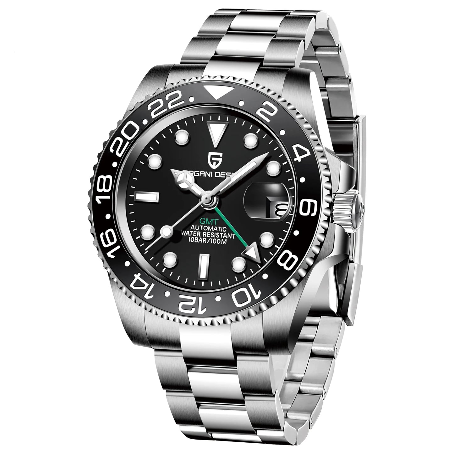 PAGANI DESIGN PD-1662 Luxury GMT Men Mechanical Wristwatch Sapphire Glass Stainless Steel 100M Waterproof Automatic Watches