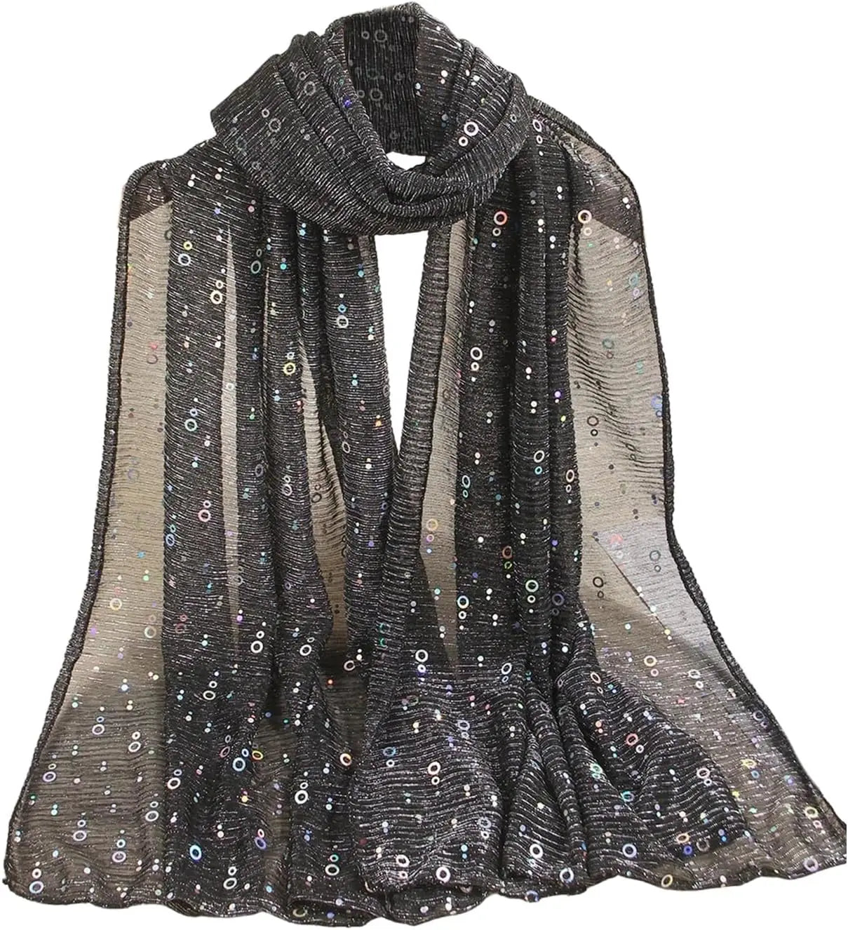 Women's Sequin Bandana Square Scarf Silk Scarves Mesh Shawl and Wrap for Evening Dresses