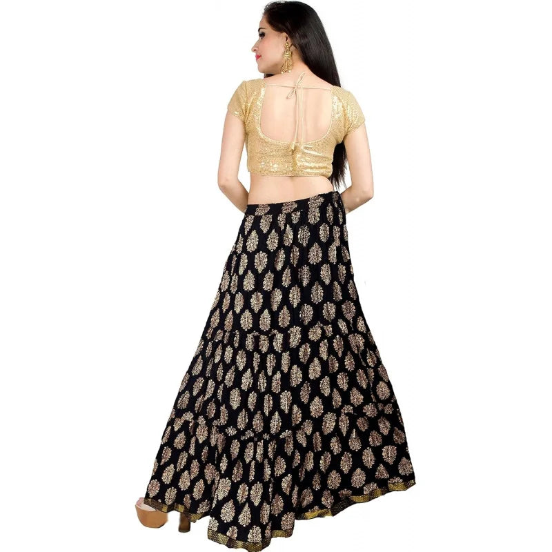 Flowy Long Skirt for Women A Line Casual Beach Party Holiday Maxi Skirts (S113-P)