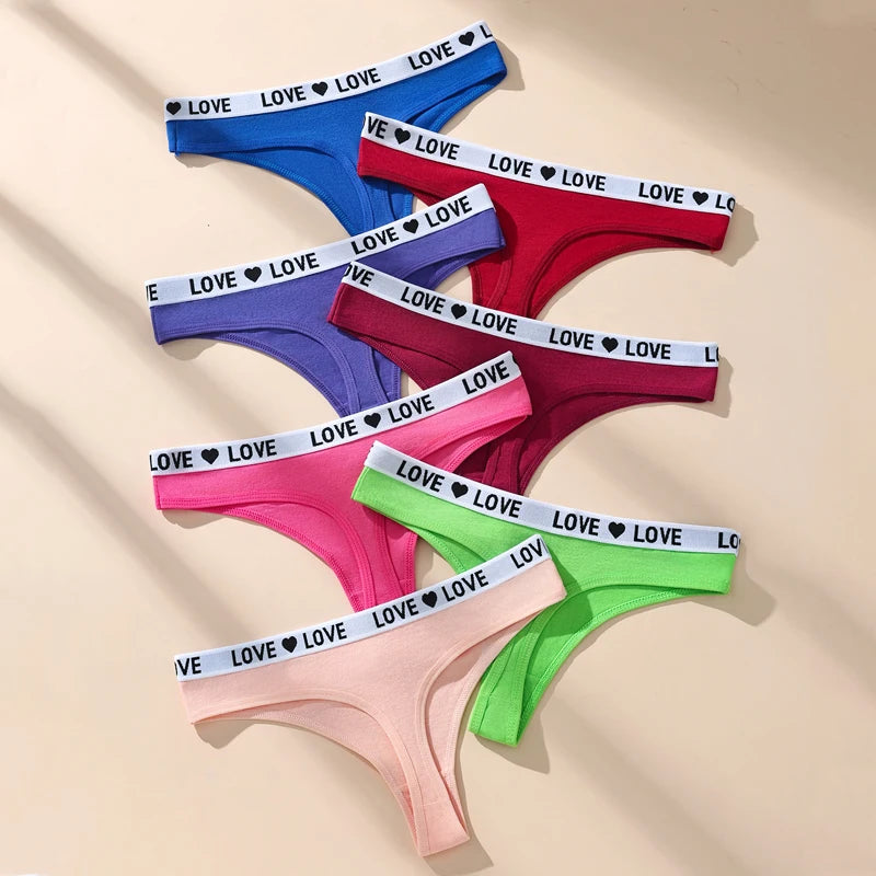 7Pcs Women Cotton Thongs Panties Striped Underwear Sexy Underpants Black Panty Soft G-Strings Plus Size Tanga Female Lingerie