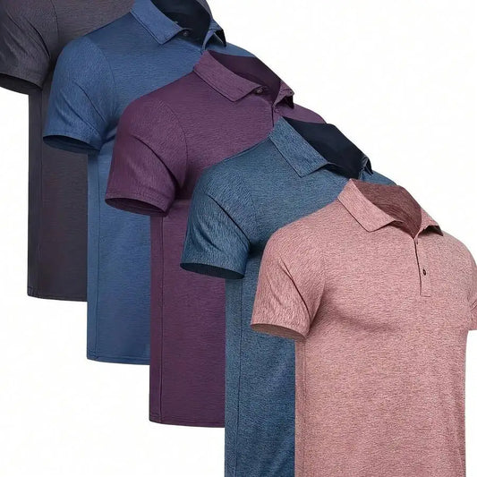5pcs Mens Quick Dry Short Sleeve Shirt Breathable Performance Casual Workout Top