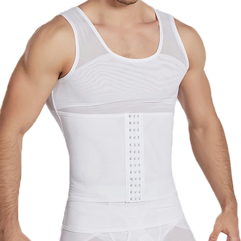 CXZD Waist Trainer Muscle Girdle Shirt Men Slimming Body Shaper Tummy Vest Mesh Chain Corset Correction Abdomen Tank Top