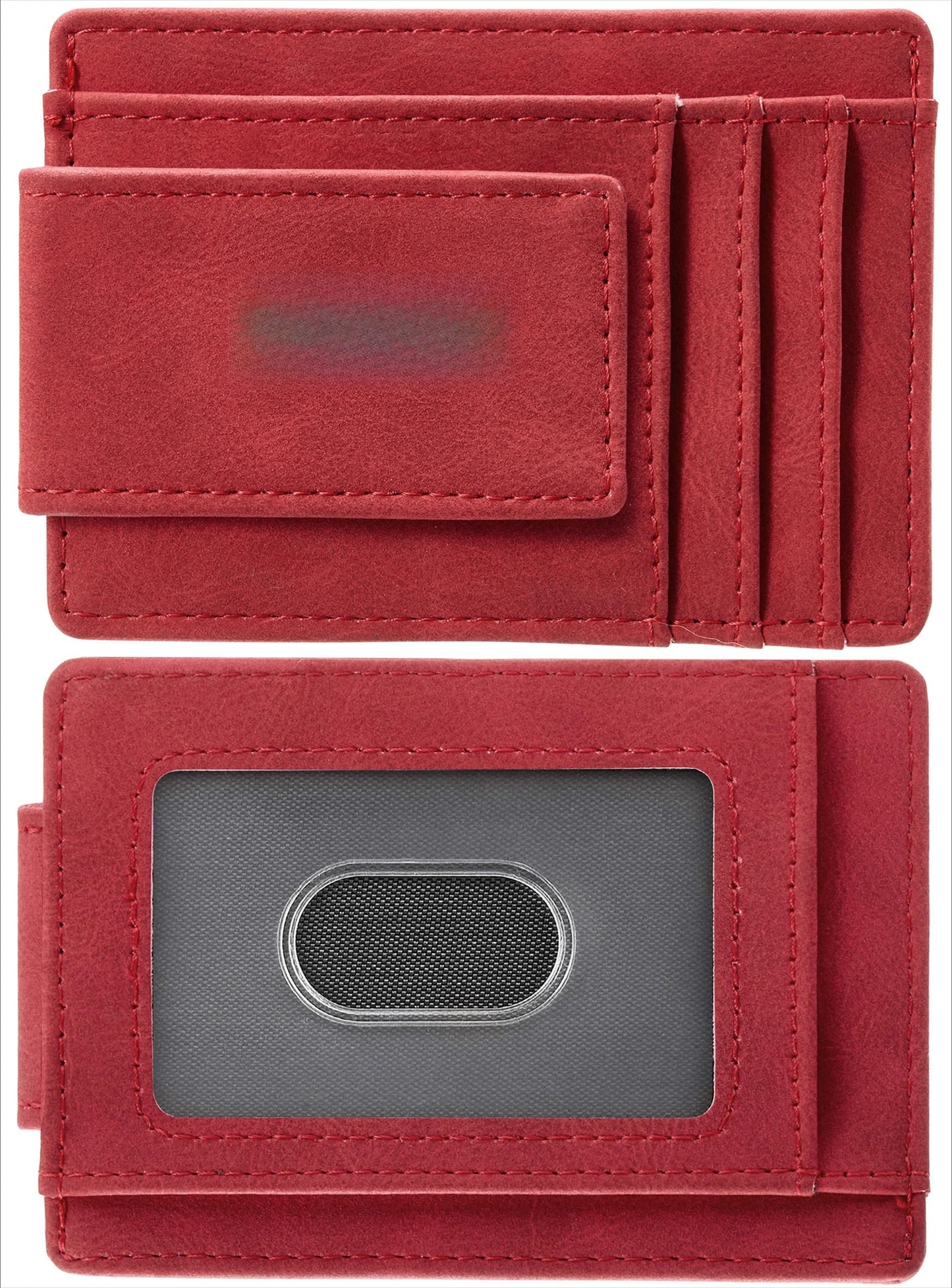 Slim Wallet for Men RFID Blocking Money Clip, Minimalist Front Pocket Credit Card Holder, Magnetic Thin Wallet with ID Window