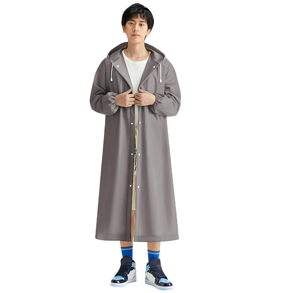 Disposable Adult Long Raincoat Windproof Waterproof Rain Coat Drawstring EVA Rain Coat Portable for Outdoor Travel Emergency