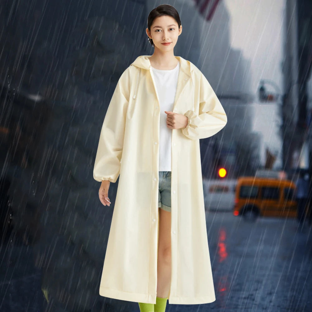 Disposable Adult Long Raincoat Windproof Waterproof Rain Coat Drawstring EVA Rain Coat Portable for Outdoor Travel Emergency