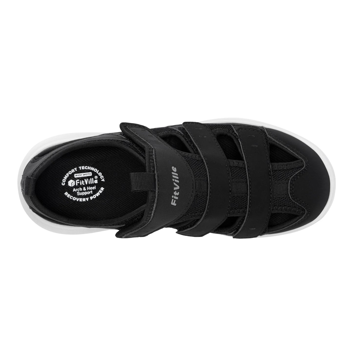 FitVille Men's Sandals Wide Design Diabetic Shoes Lightweight Breathable for Swollen Feet with Arch Support Sandals