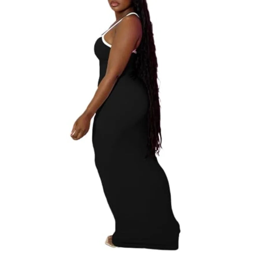 Women Summer Long Dress Casual Slip Sexy Slim Sleeveless Bodycon Maxi Dresses for Women