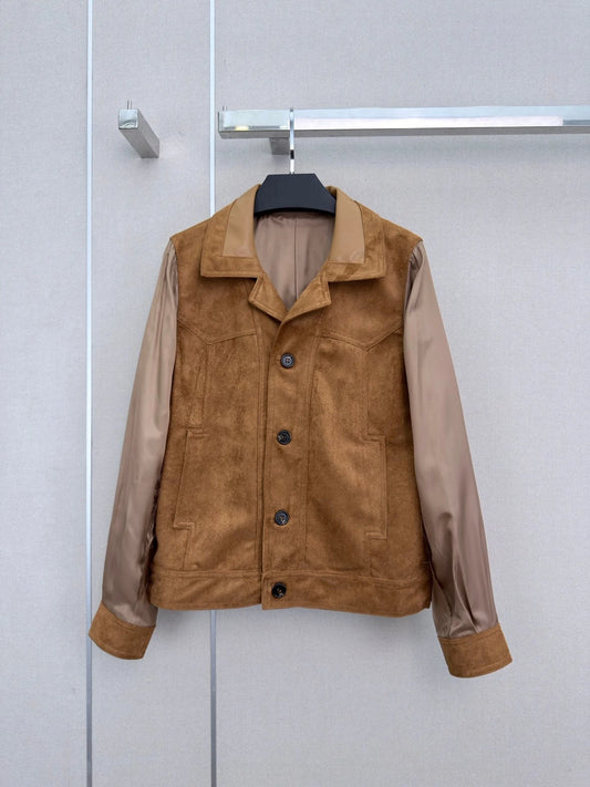 Women's Leather Long Sleeved Lapel Button jacket For Autumn And Winter Fashion And Leisure 26713229