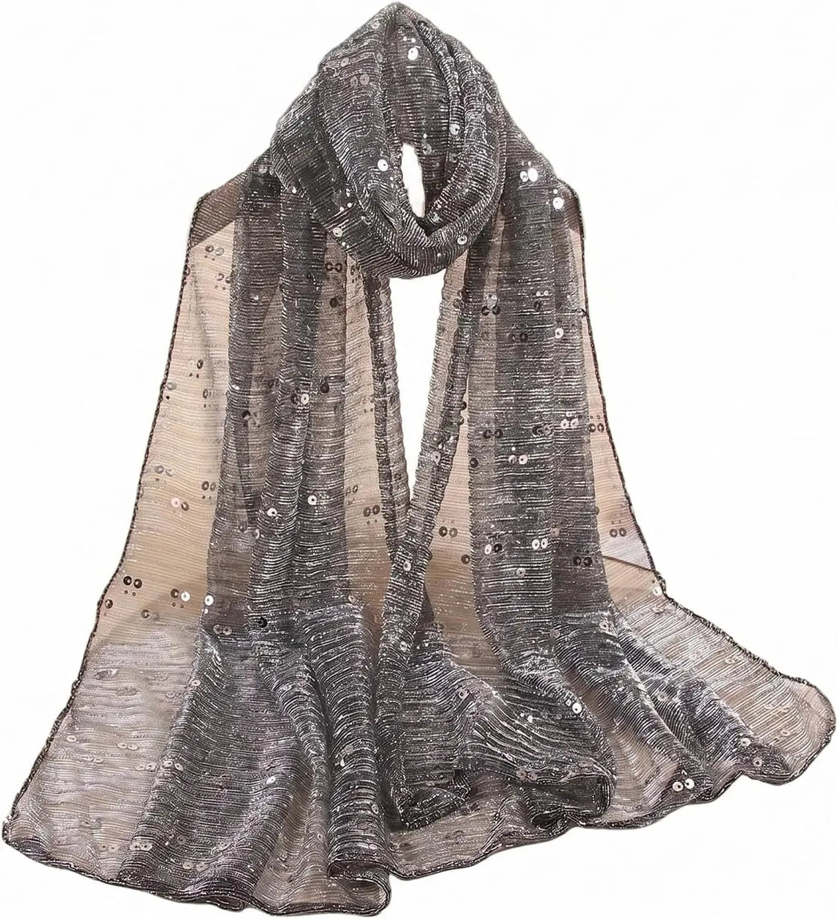 Women's Sequin Bandana Square Scarf Silk Scarves Mesh Shawl and Wrap for Evening Dresses