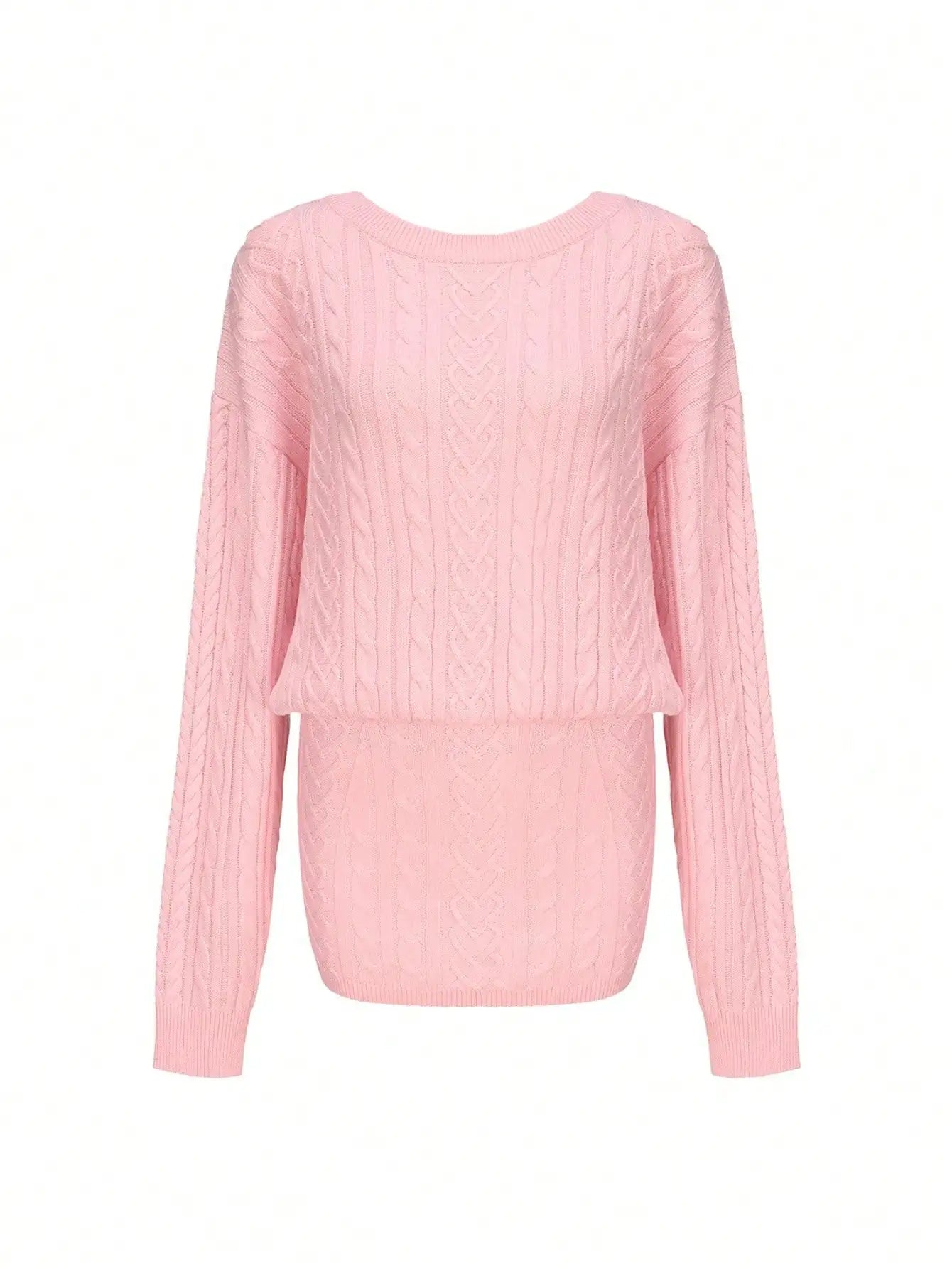 Fisoew womens Sweater Dress Casual Puff Sleeve Crewneck Cable Knit Loose Workout Fall Mini Dresses