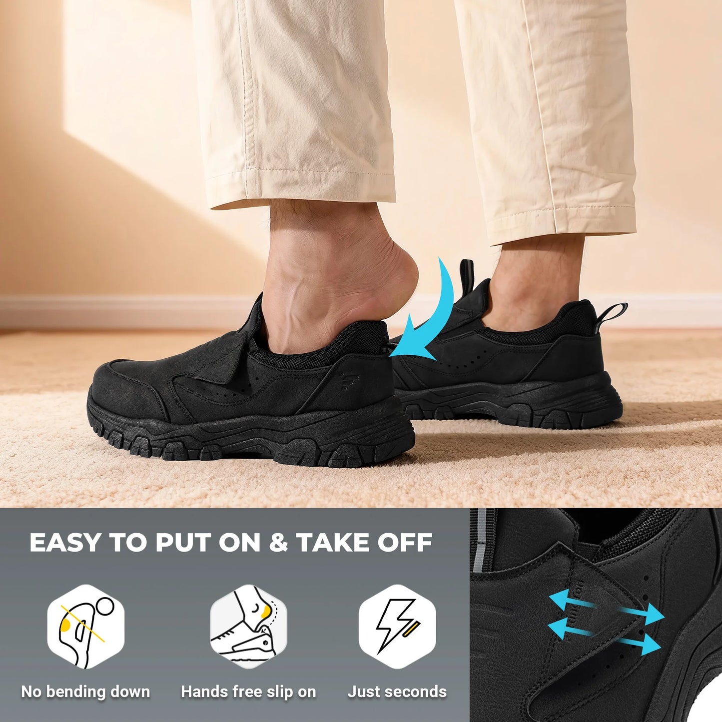 Men's Slip-On Shoes Loafers For Business Flat Shoe Casual Wear Lightweight With Arch Support Insoles For All-Day Comfort