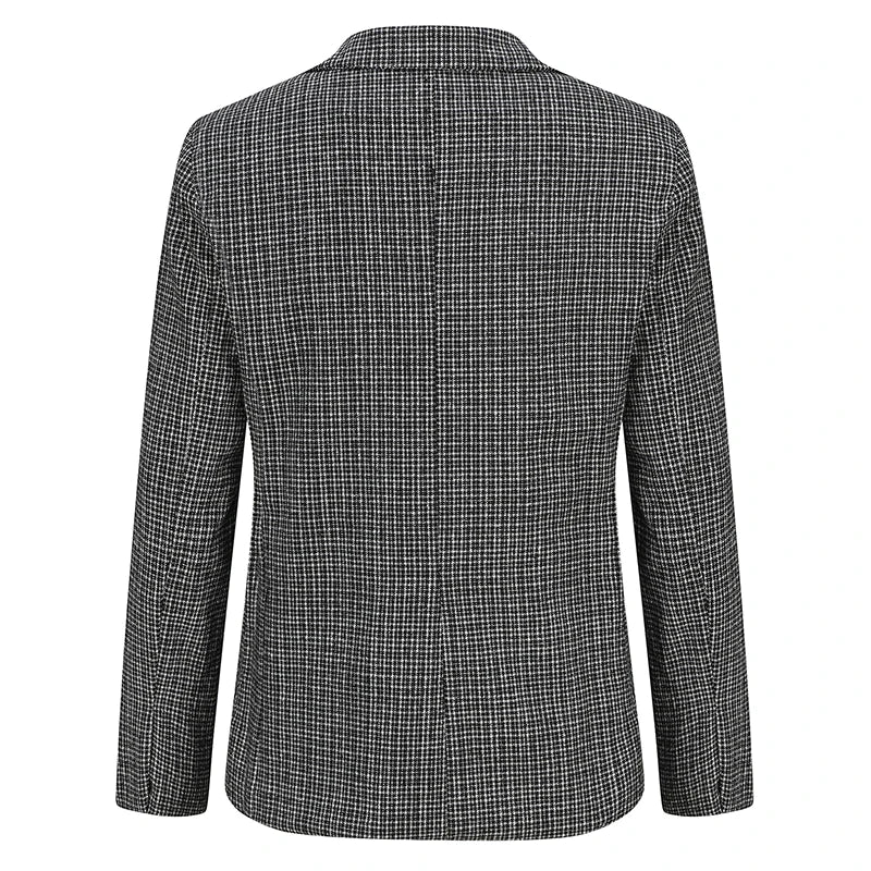 Men s Classic Plaid Print  Fit Blazer Jacket with Notched Lapel and Two Button Closure for Fall Fashion Comfort