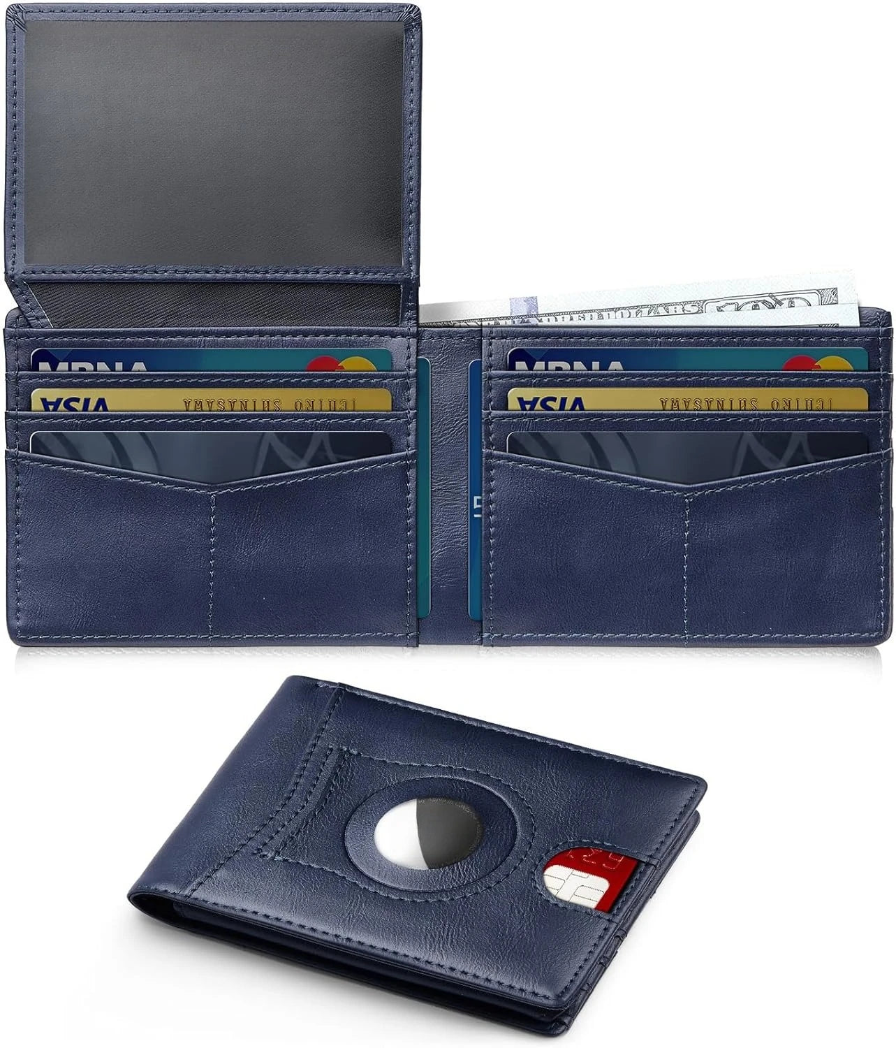 Minimalist Small Compact Front Pocket Credit Card Holder, Thin, Men's Leather Wallet, Smart Security With 2 ID Windows, 1 Cash