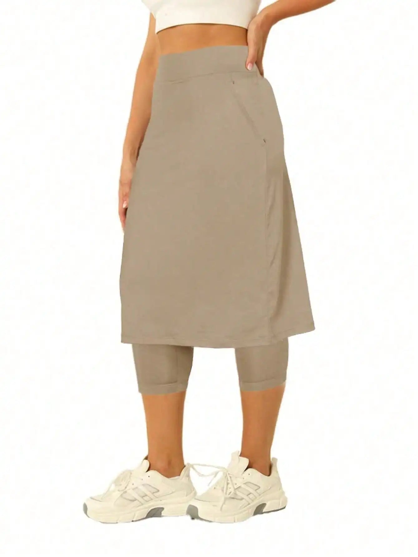 Women Tennis Skorts With Pockets Golf Workout Skirted Leggings Yoga Capri Pants Summer Activewear Running Fitness Skirts