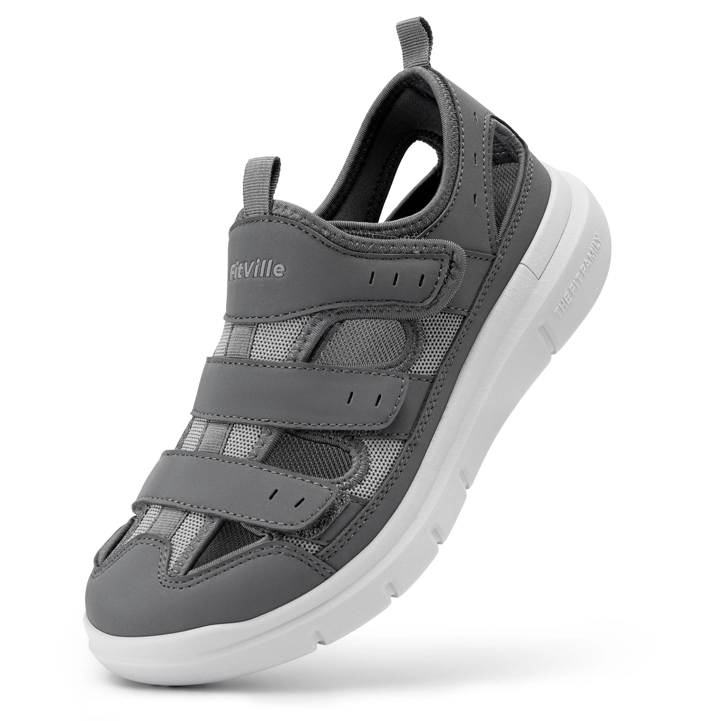 FitVille Men's Sandals Wide Design Diabetic Shoes Lightweight Breathable for Swollen Feet with Arch Support Sandals