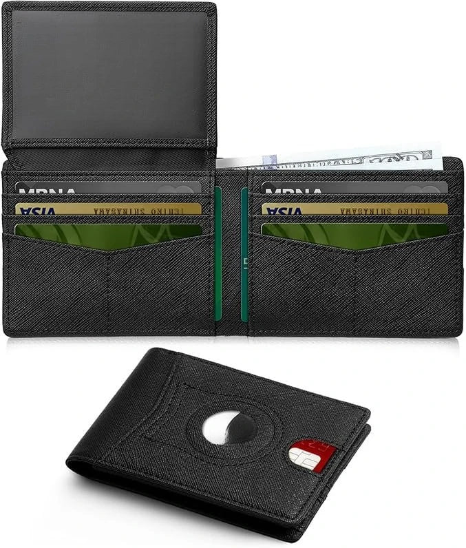 Minimalist Small Compact Front Pocket Credit Card Holder, Thin, Men's Leather Wallet, Smart Security With 2 ID Windows, 1 Cash