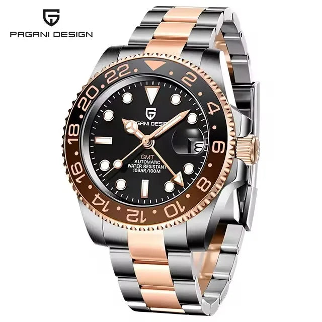 PAGANI DESIGN 2026 GMT Watches Men Luxury Sapphire Automatic Mechanical Watch 40MM Stainless Steel Waterproof Watches for men