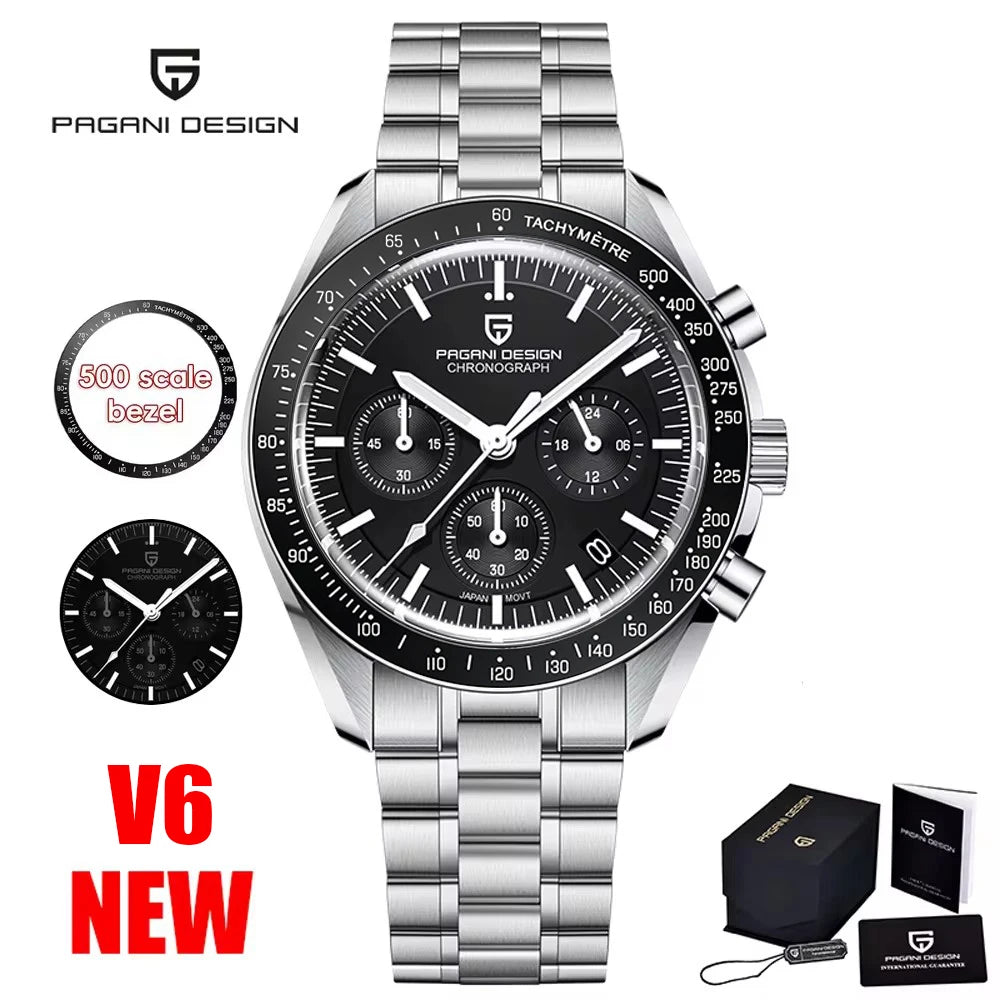 2026 New PAGANI DESIGN Moon V6 Men's Watches Luxury Quartz Watch For Man Chronograph VK63 AR Sapphire Mirror Luminous