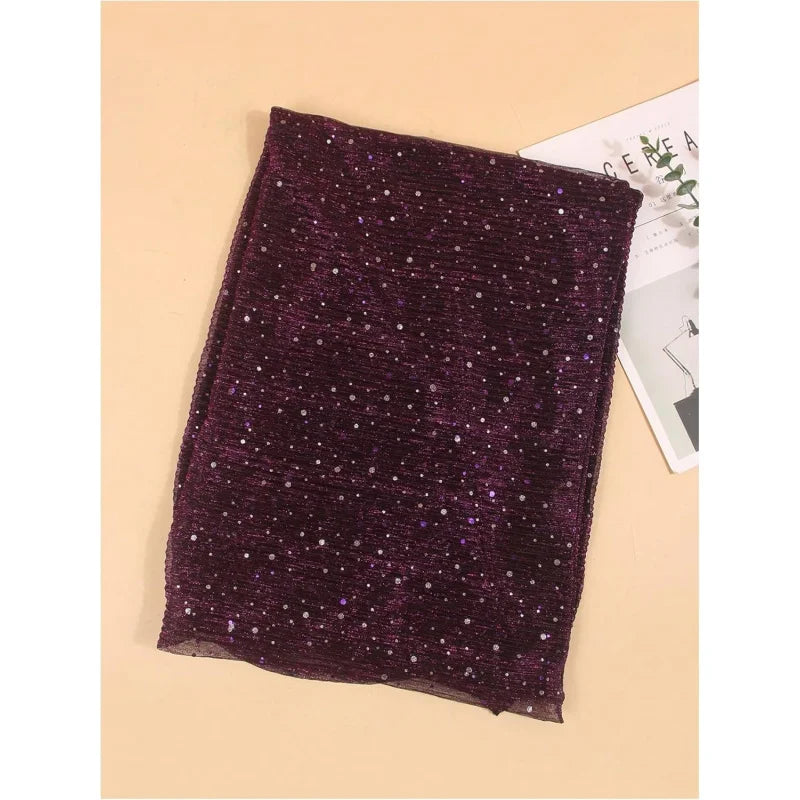 Women's Sequin Bandana Square Scarf Silk Scarves Mesh Shawl and Wrap for Evening Dresses