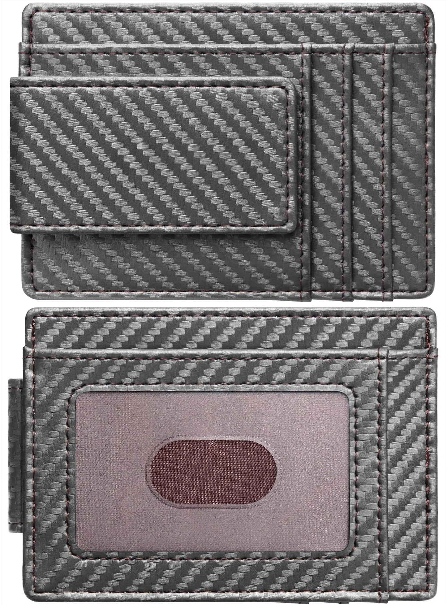 Slim Wallet for Men RFID Blocking Money Clip, Minimalist Front Pocket Credit Card Holder, Magnetic Thin Wallet with ID Window