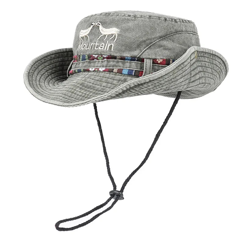Outdoor Sun Hat Woman Bucket Hat Men Embroidered Vintage Beach Waterproof Fisherman Fishing Cap Summer Foldable Bob Man Panama