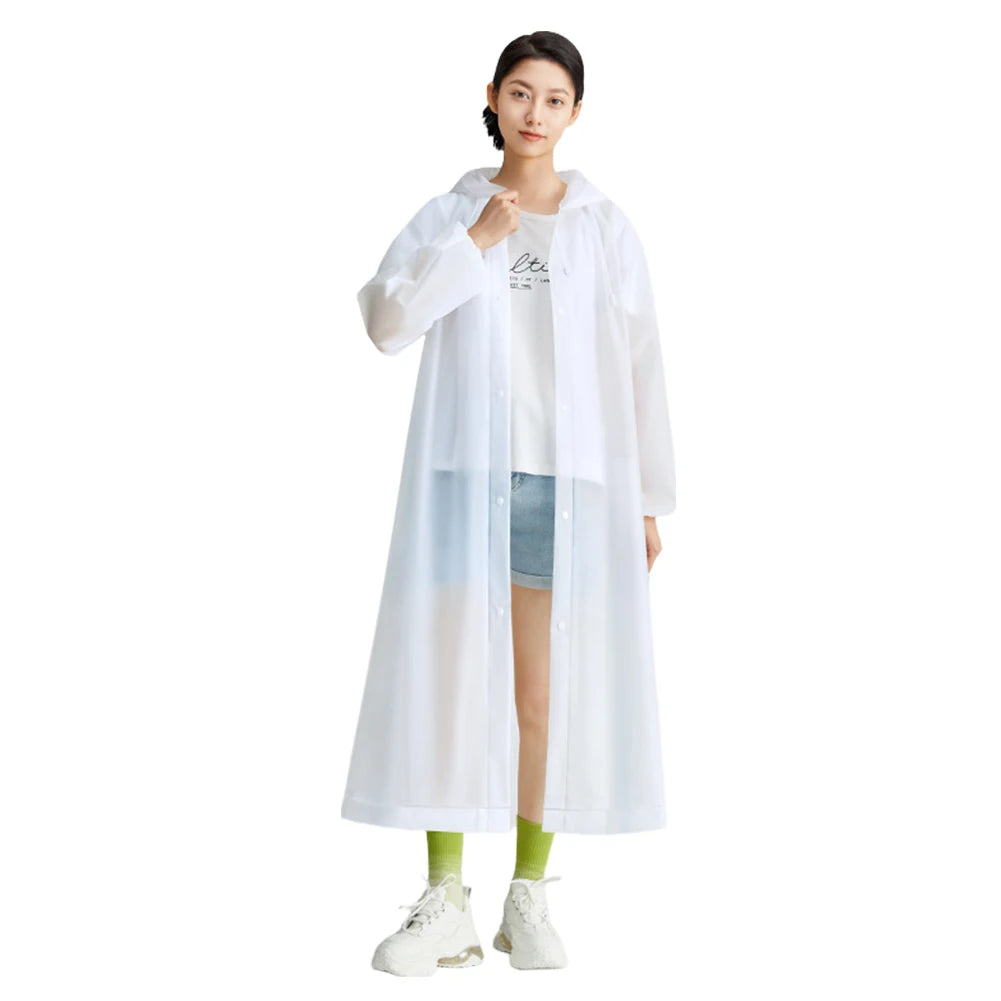 Disposable Adult Long Raincoat Windproof Waterproof Rain Coat Drawstring EVA Rain Coat Portable for Outdoor Travel Emergency