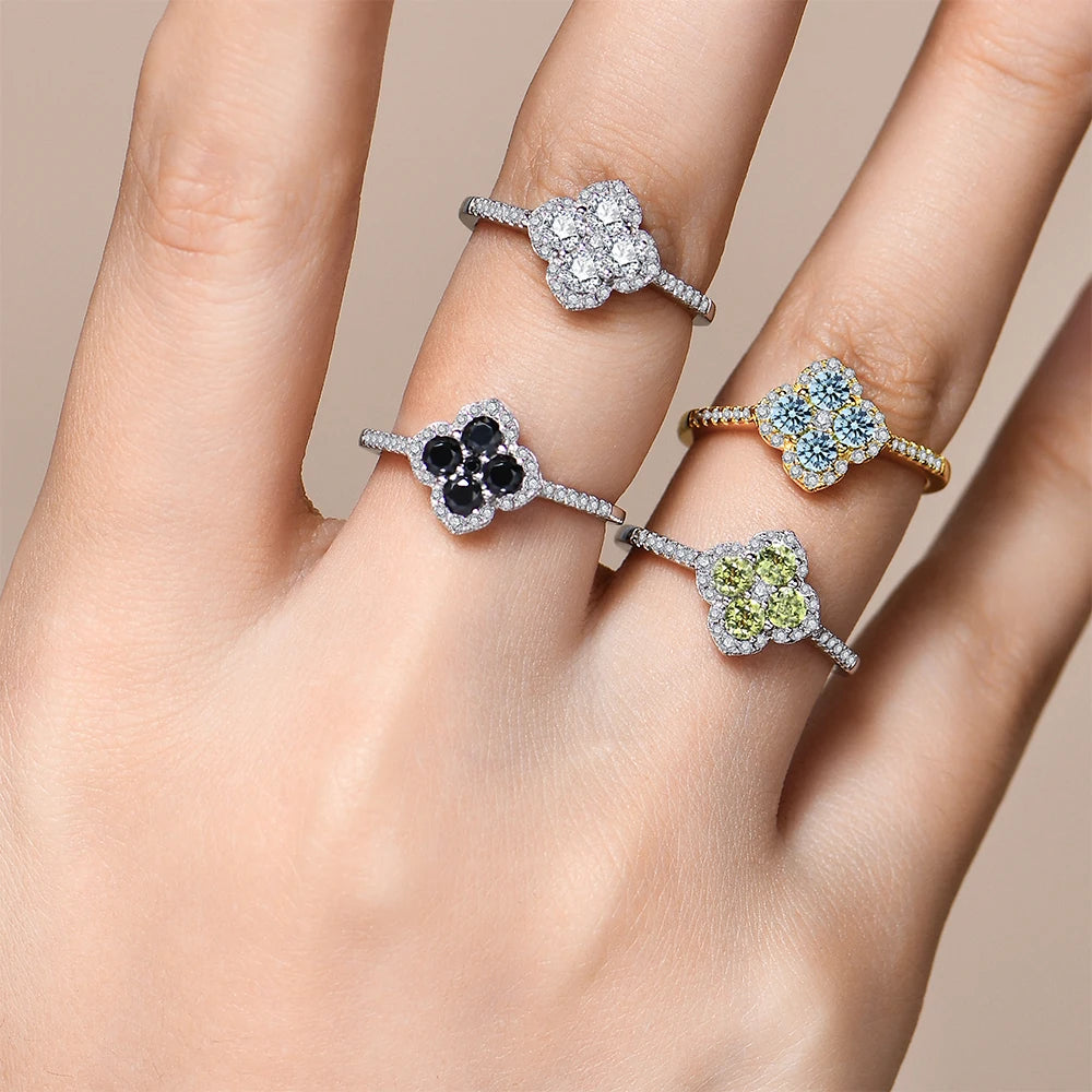 ATTAGEMS S925 Sterling Silver Halo Classic Moissanite Rings for Women Girls Anniversary Gifts Fine Jewelry