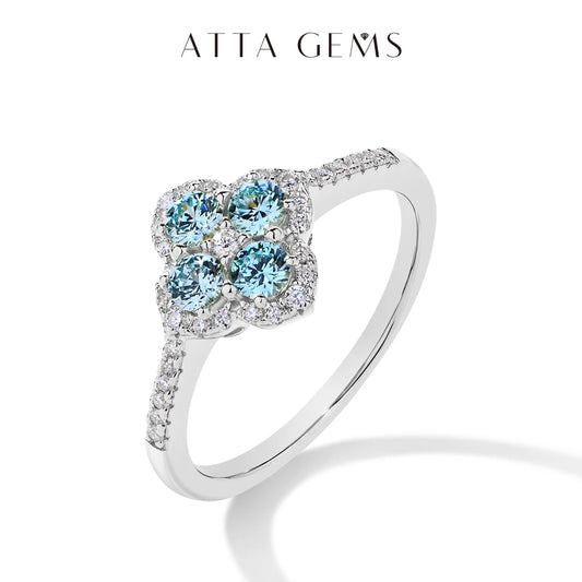 ATTAGEMS S925 Sterling Silver Halo Classic Moissanite Rings for Women Girls Anniversary Gifts Fine Jewelry