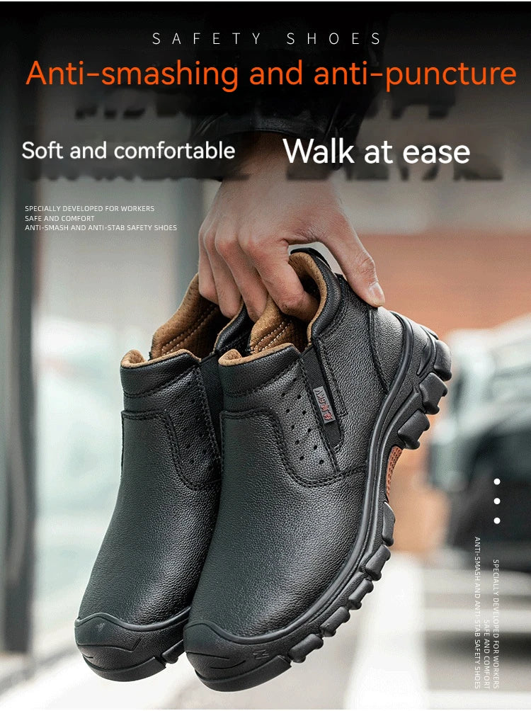 Mens Work Boots Composite Toe Safety Footwear Metatarsal Guard Puncture-Proof Construction Work Shoes Anti-Slip Rubber Outsole