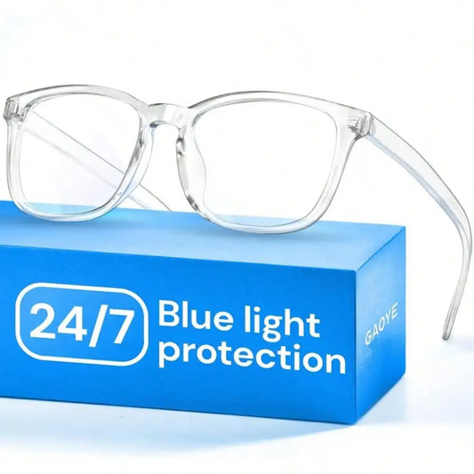 Transparent Clear Blue Light Glasses For Computer And Gaming - Anti UV Ray Lenses Scratch-Resistant And Comfort Fit