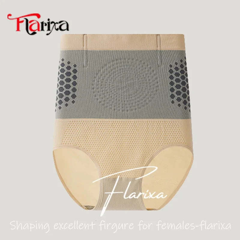 Flarixa Tummy Control Underwear Briefs for Women High Waist Seamless Butt Lifting Panties Sweat Slim Body Shaper Belly Slimmer