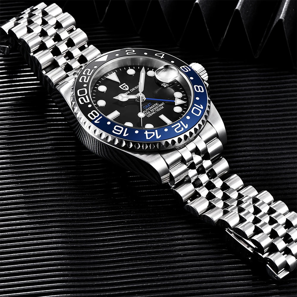 PAGANI DESIGN 2026 GMT Watches Men Luxury Sapphire Automatic Mechanical Watch 40MM Stainless Steel Waterproof Watches for men