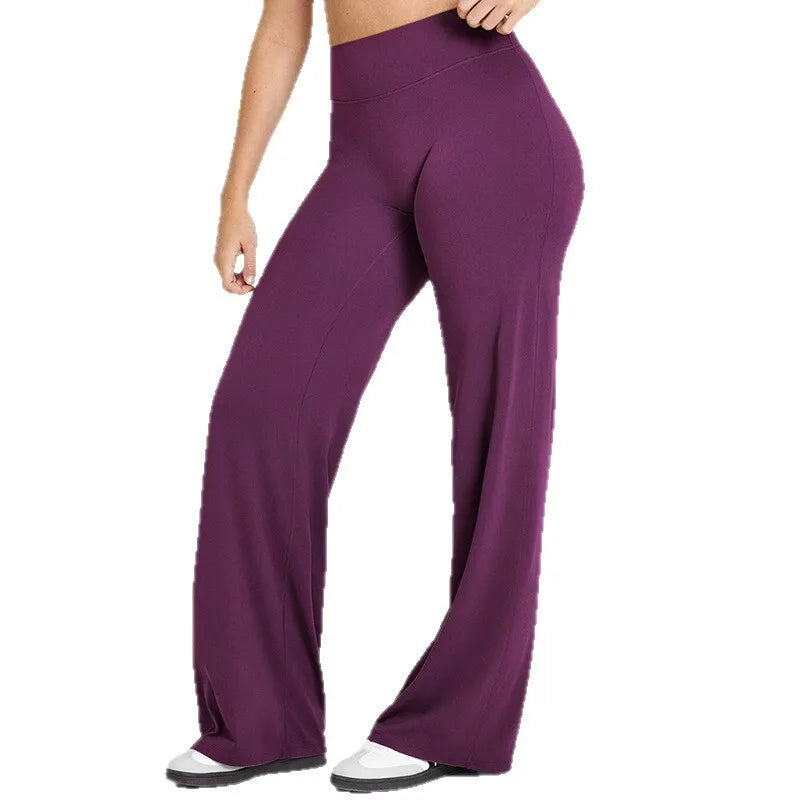 NCLAGEN SoftMotion Straight Leg Bottoms Women's Mid-Waist Yoga Pants GYM Leggings Naked Feel Pilates Running Sports Trousers