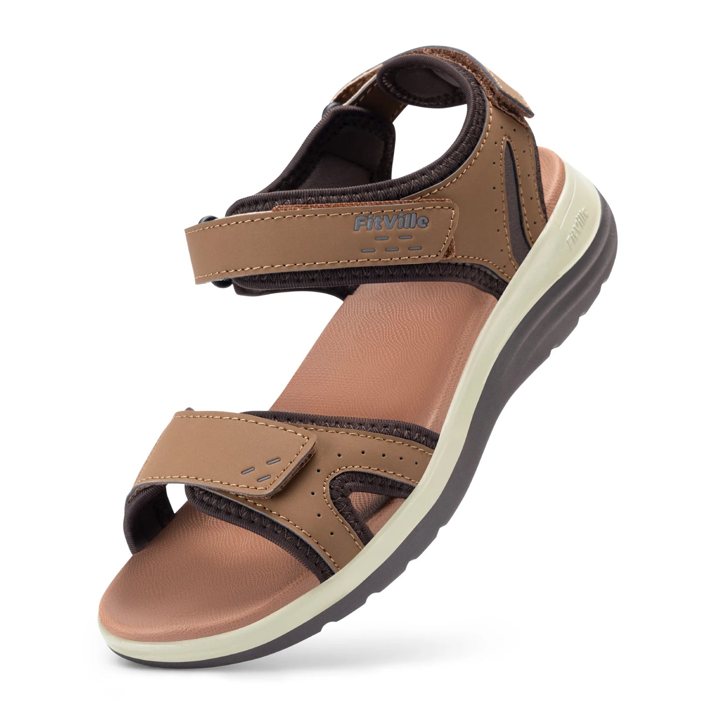 FitVille Women's Sandals Adjustable Ankle Strap for Swollen and Flat Feet Wide Arch Support Open Toe Orthopedic Sandals