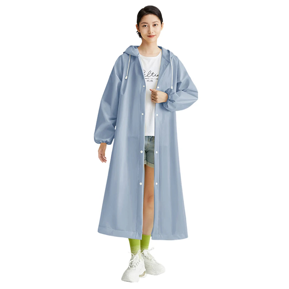 Disposable Adult Long Raincoat Windproof Waterproof Rain Coat Drawstring EVA Rain Coat Portable for Outdoor Travel Emergency
