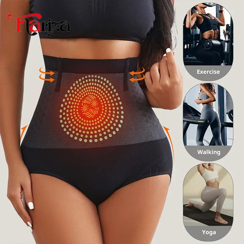 Flarixa Tummy Control Underwear Briefs for Women High Waist Seamless Butt Lifting Panties Sweat Slim Body Shaper Belly Slimmer