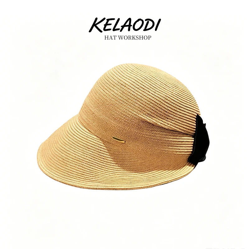 Paper grass hat woven straw women's sun hat summer equestrian hat duckbill hat fashionable and avant-garde outdoor leisure hat