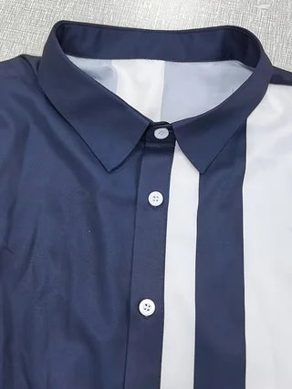 2-Piece Printed Men's Summer Short-Sleeved Button-Down Shirt and Pants Set